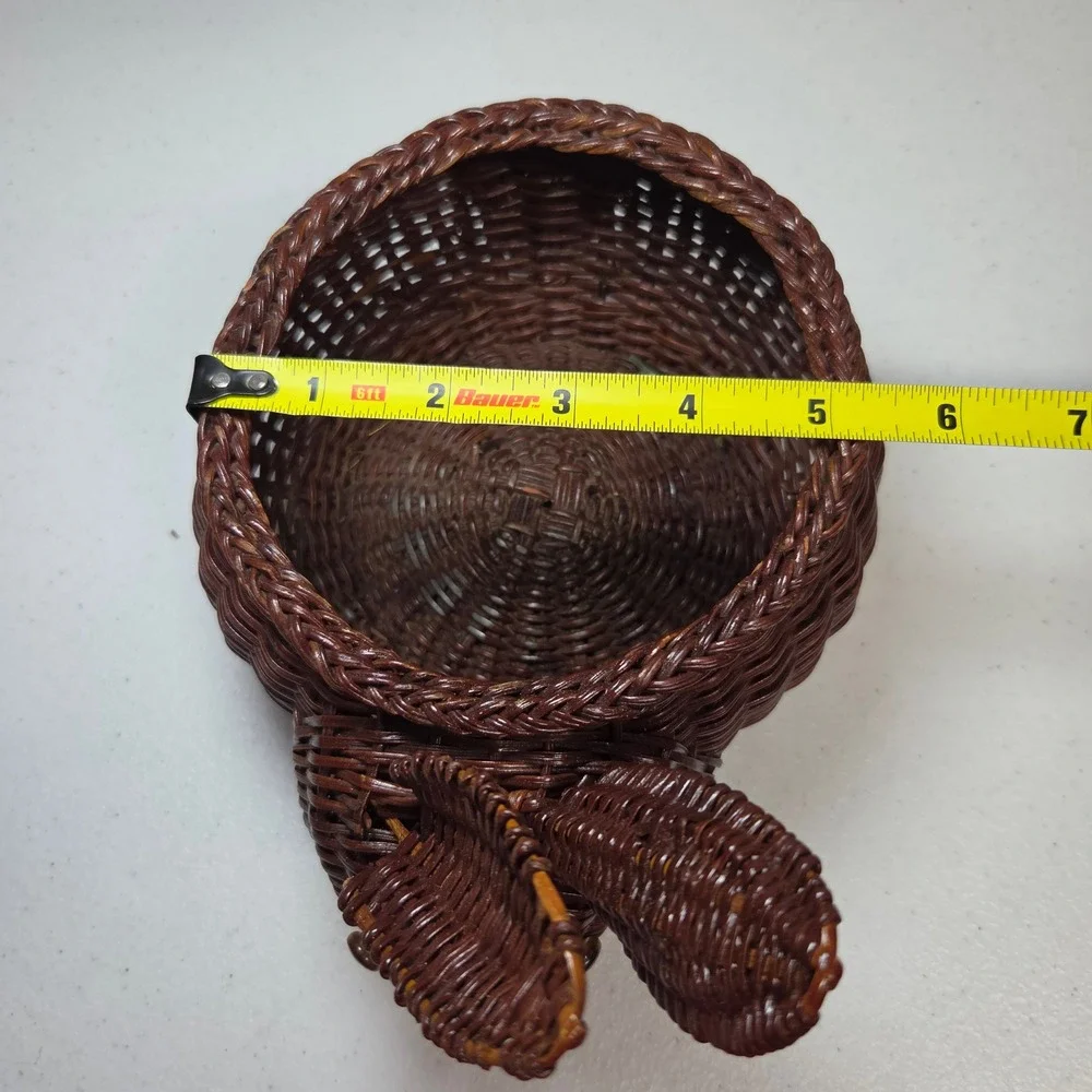 Bunny Rabbit Wicker Basket Easter‎ Plant Pot Holder Dark Brown Woven 7 Inch